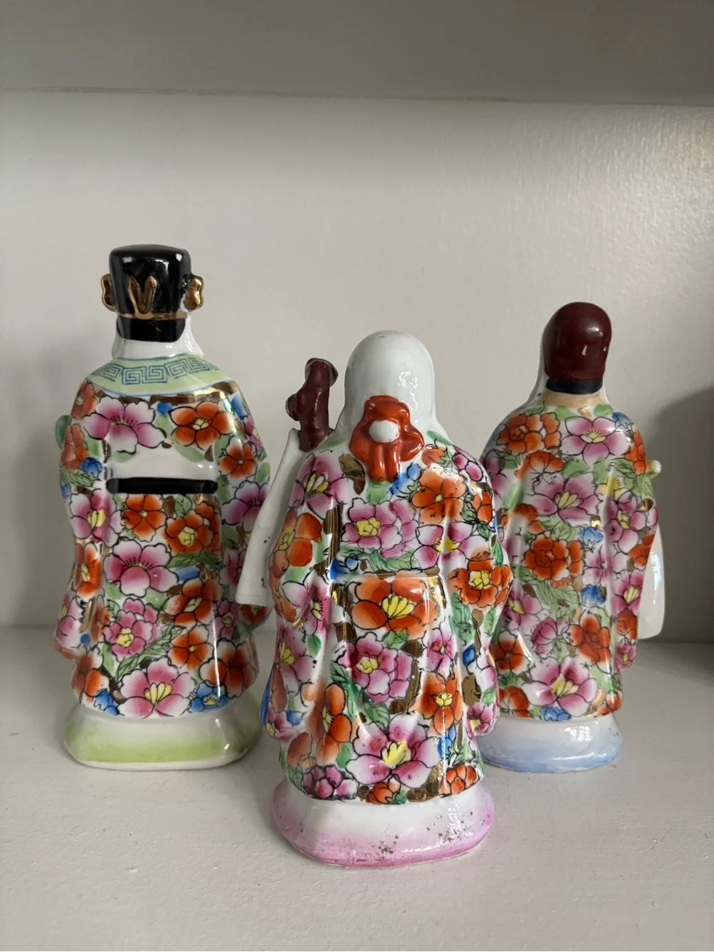 Three vintage Chinese porcelain wise men figurines